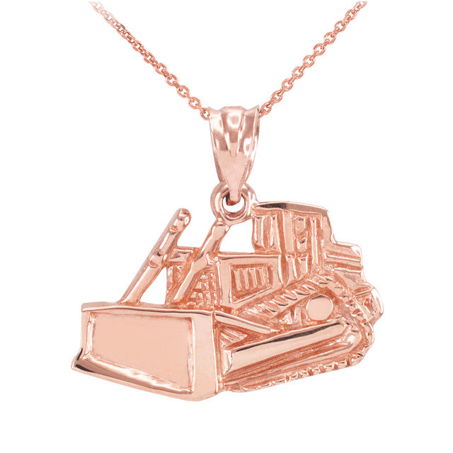 Gold Bulldozer Pendant Necklace, view 3