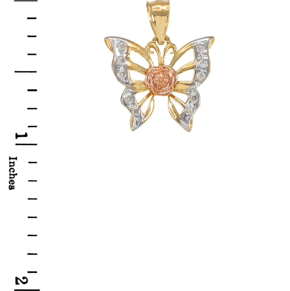 Gold Butterfly CZ Pendant Necklace, view 2