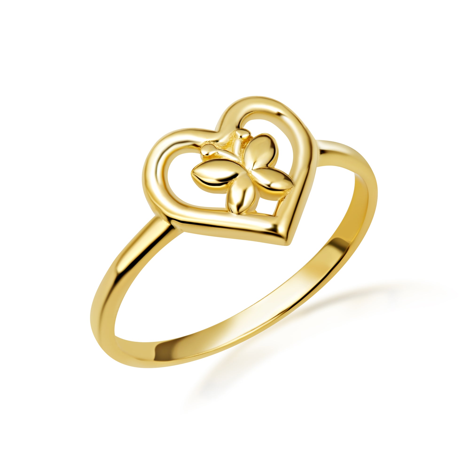 Gold Butterfly Heart Love Ring, view 6