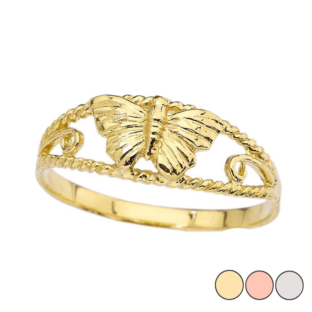 Gold Butterfly Rope Ring