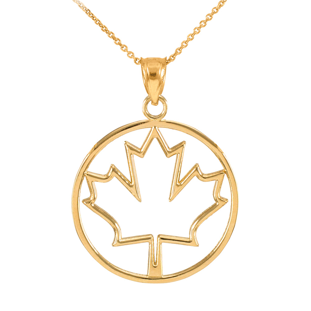 Gold Canadian Maple Leaf Pendant Necklace