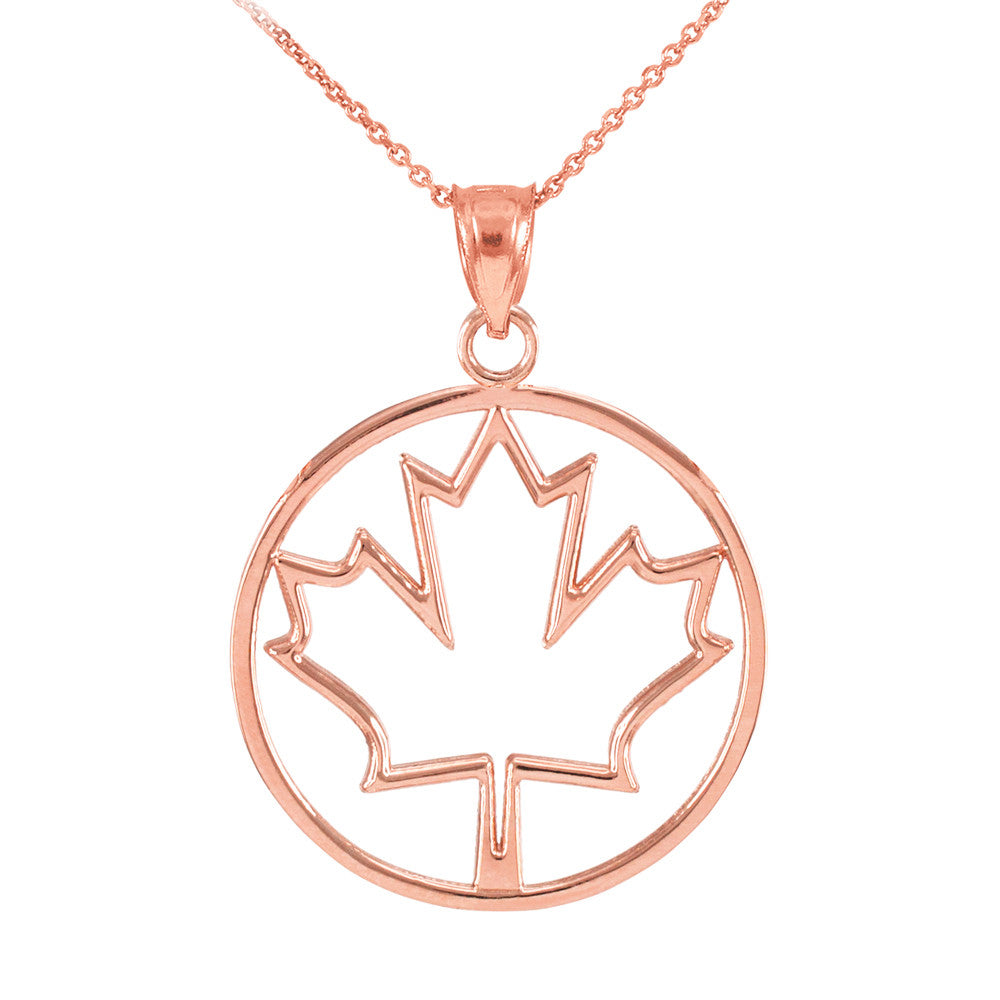 Gold Canadian Maple Leaf Pendant Necklace, view 2