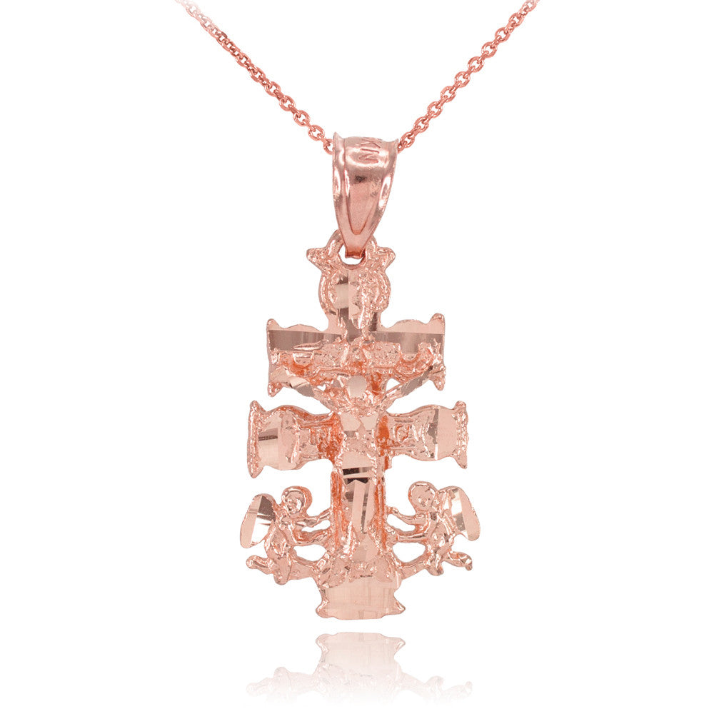 Gold Caravaca Crucifix Cross Charm Pendant Necklace, view 2
