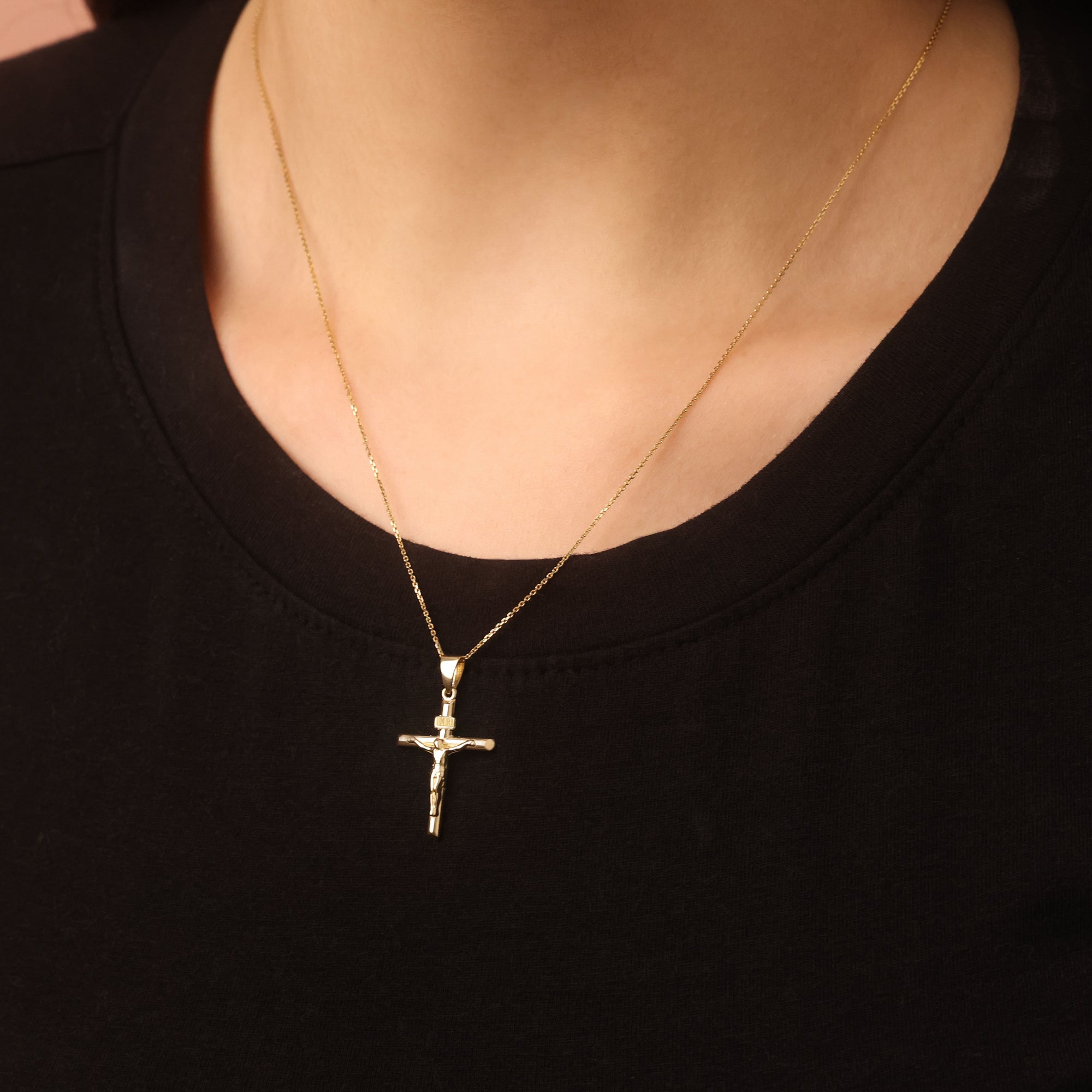 Gold Catholic Crucifix, view 2