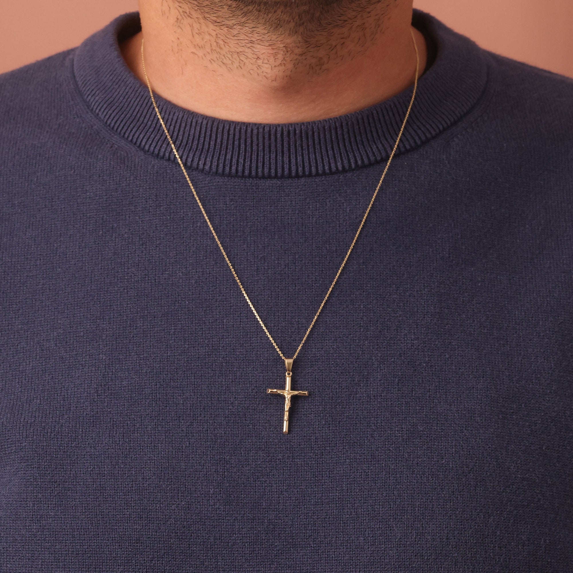 Gold Catholic Crucifix Pendant, view 2