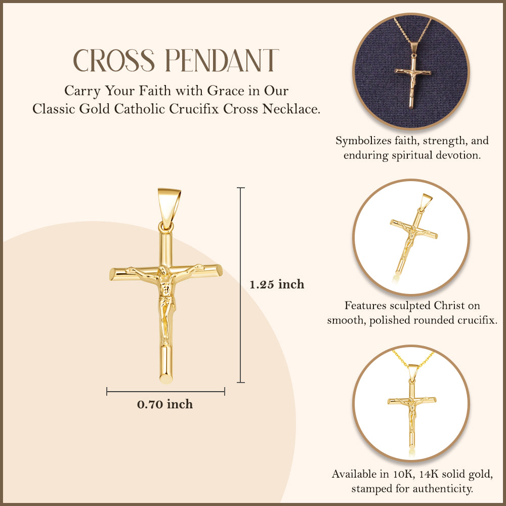 Gold Catholic Crucifix Pendant, view 4