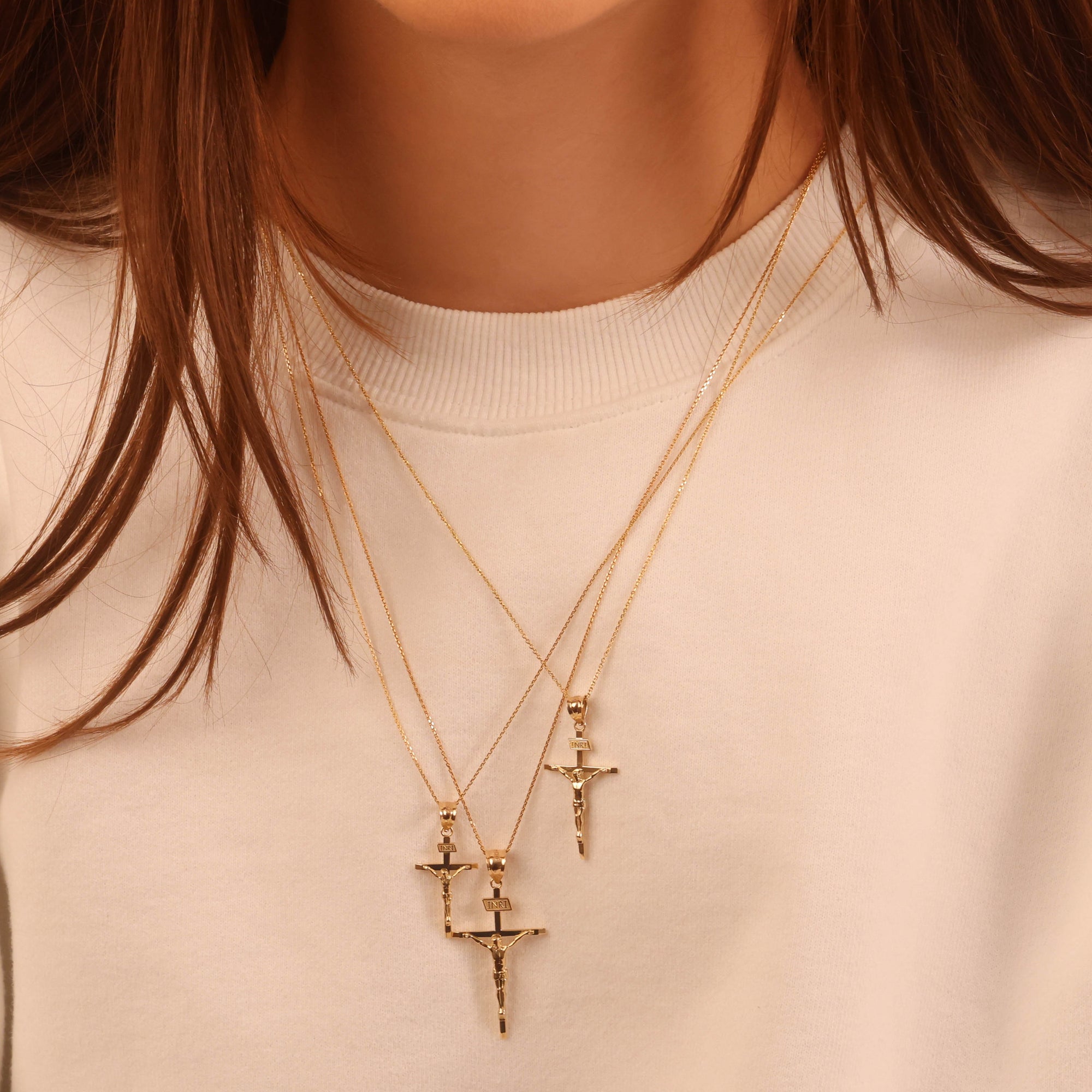 Gold Catholic Crucifix Pendant (S/M/L), view 3