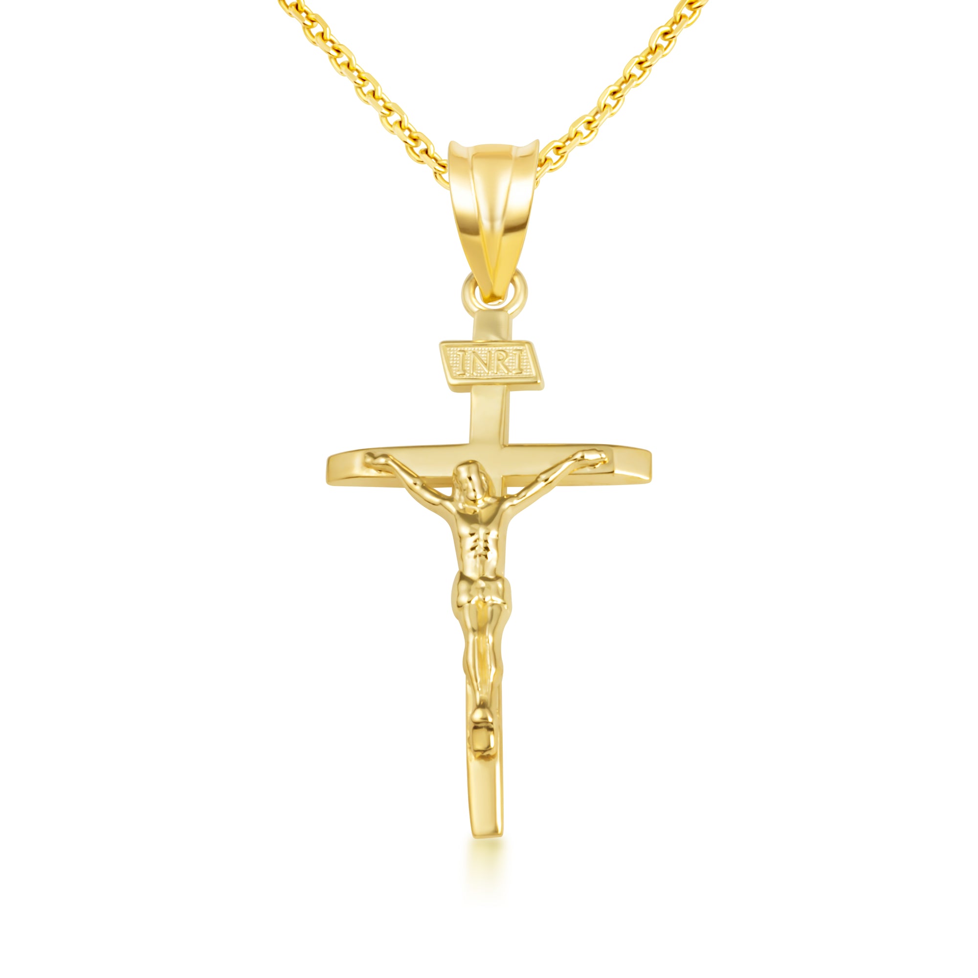 Gold Catholic Crucifix Pendant (S/M/L), view 7
