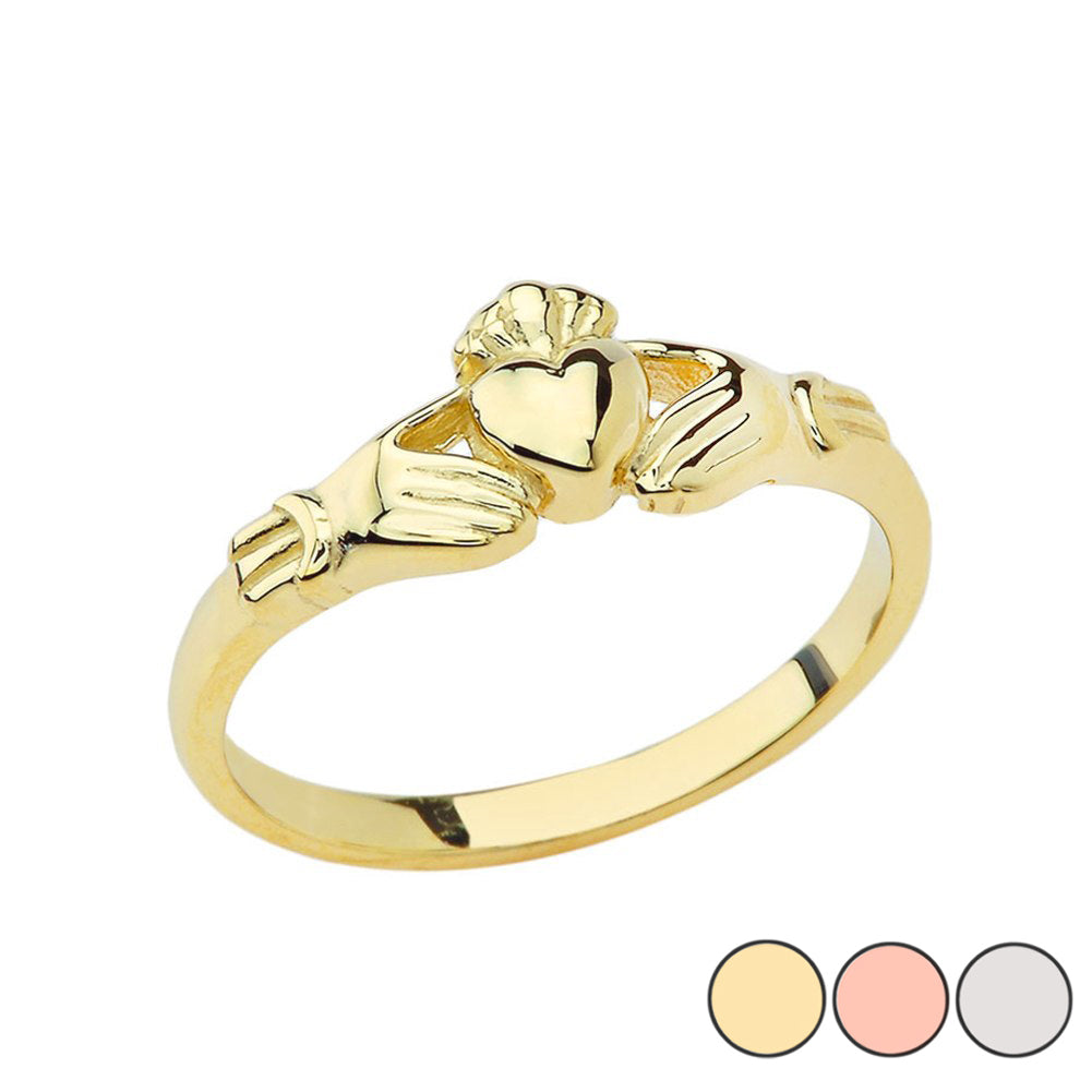 Gold Celtic Claddagh Heart Crown Ring