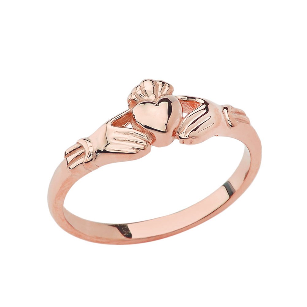 Gold Celtic Claddagh Heart Crown Ring, view 3