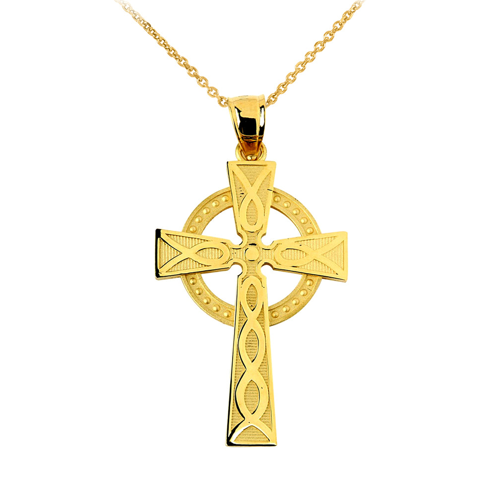 Gold Celtic Cross Charm Pendant Necklace