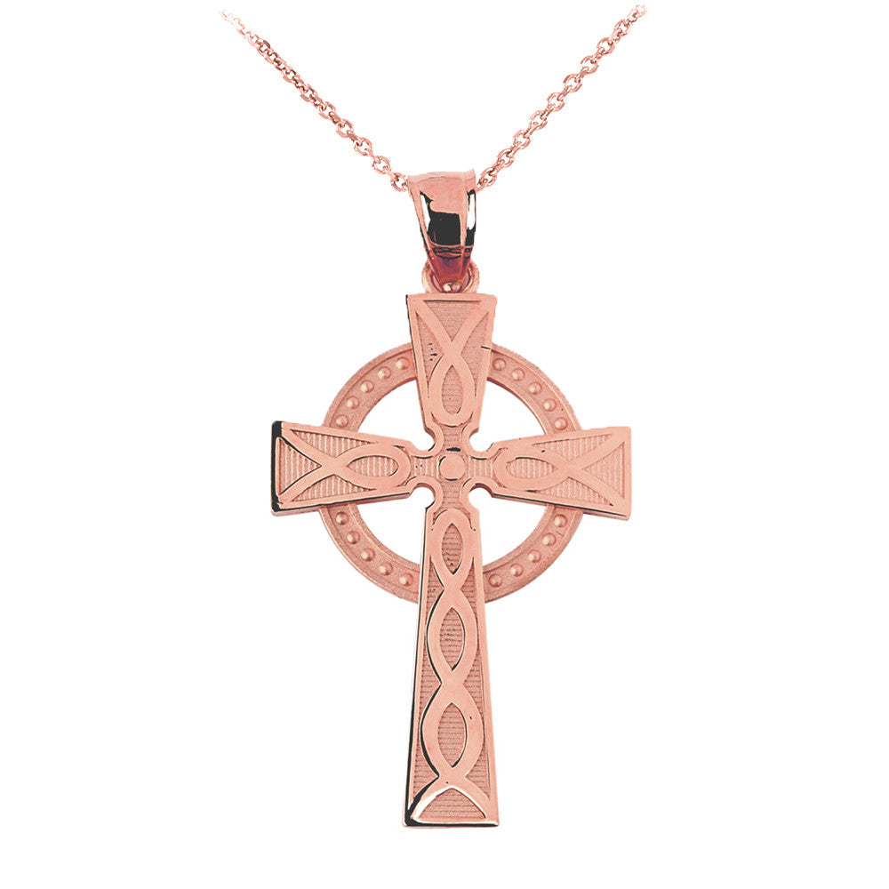 Gold Celtic Cross Charm Pendant Necklace, view 2