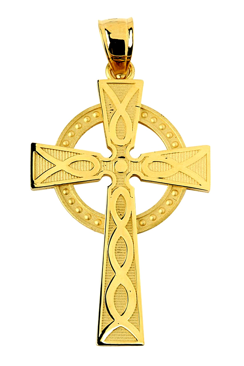 Gold Celtic Cross Charm Pendant Necklace, view 4