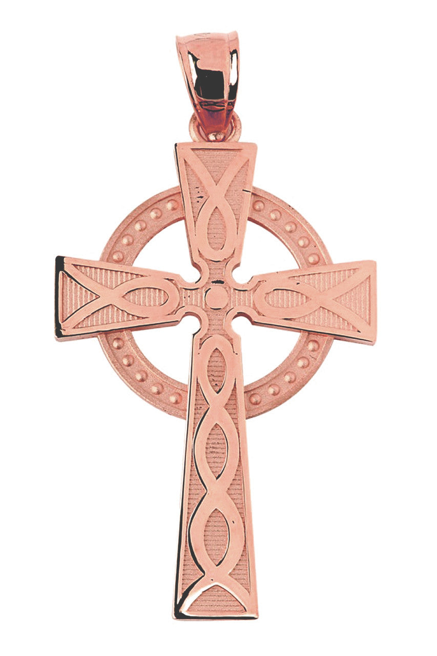 Gold Celtic Cross Charm Pendant Necklace, view 5