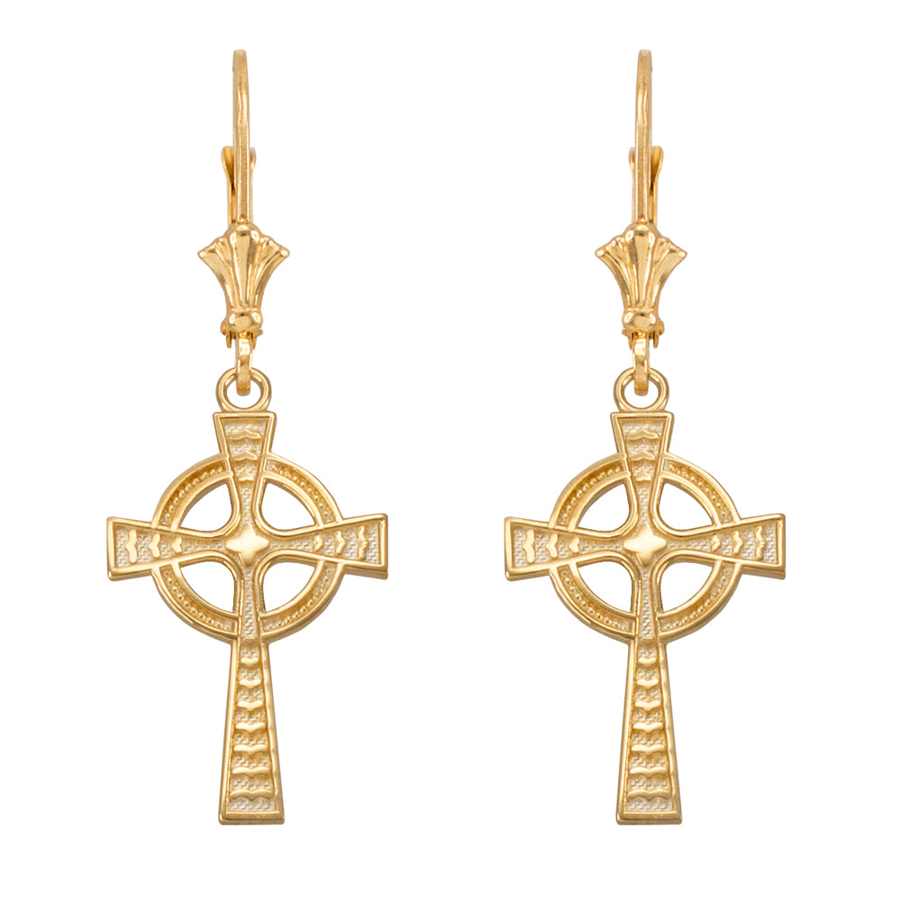 Gold Celtic Cross Earrings