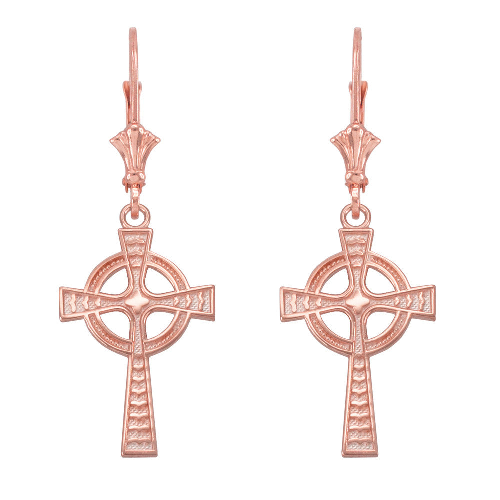 Gold Celtic Cross Earrings, view 2