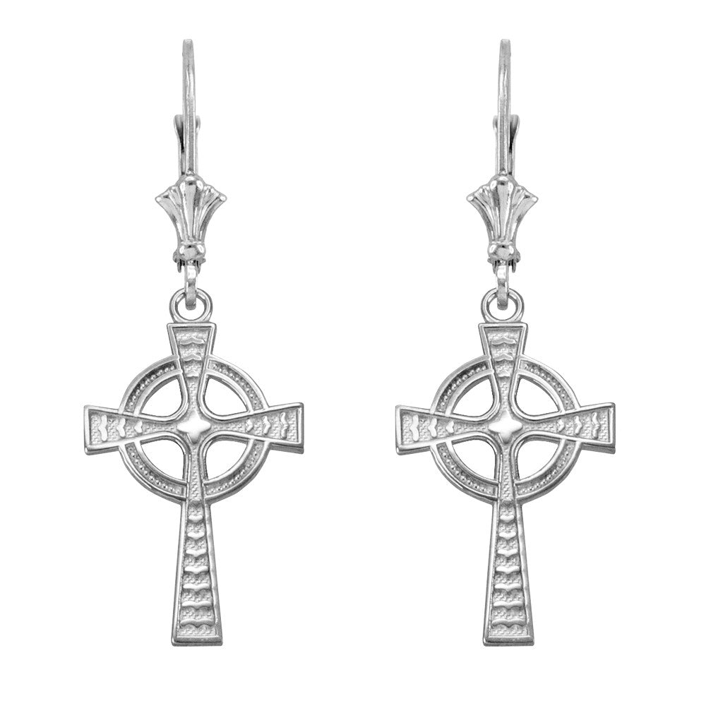 Gold Celtic Cross Earrings, view 3