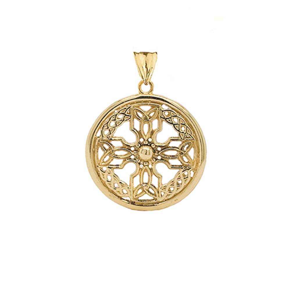 Gold Celtic Knot Cross Shield Pendant Necklace (Large), view 2