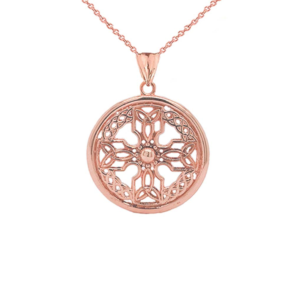 Gold Celtic Knot Cross Shield Pendant Necklace (Large), view 4