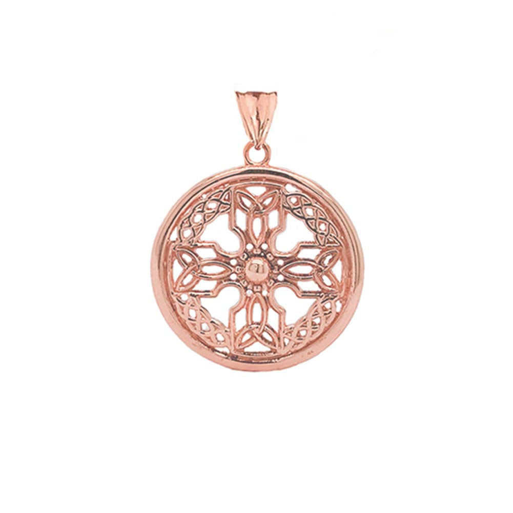 Gold Celtic Knot Cross Shield Pendant Necklace (Large), view 5