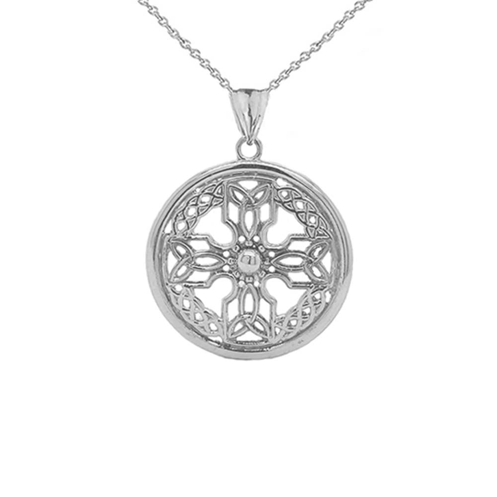 Gold Celtic Knot Cross Shield Pendant Necklace (Large), view 7