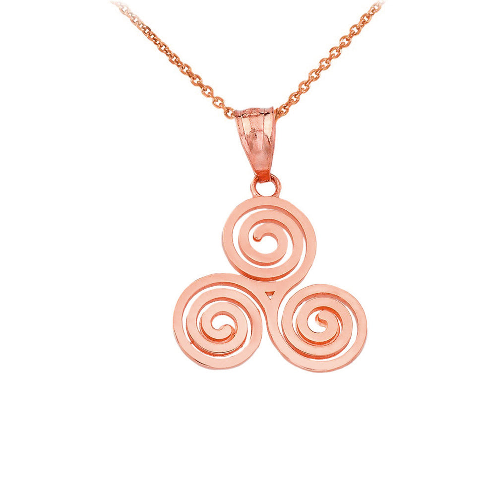 Gold Celtic Knot Triskele Swirl Pendant Necklace, view 3
