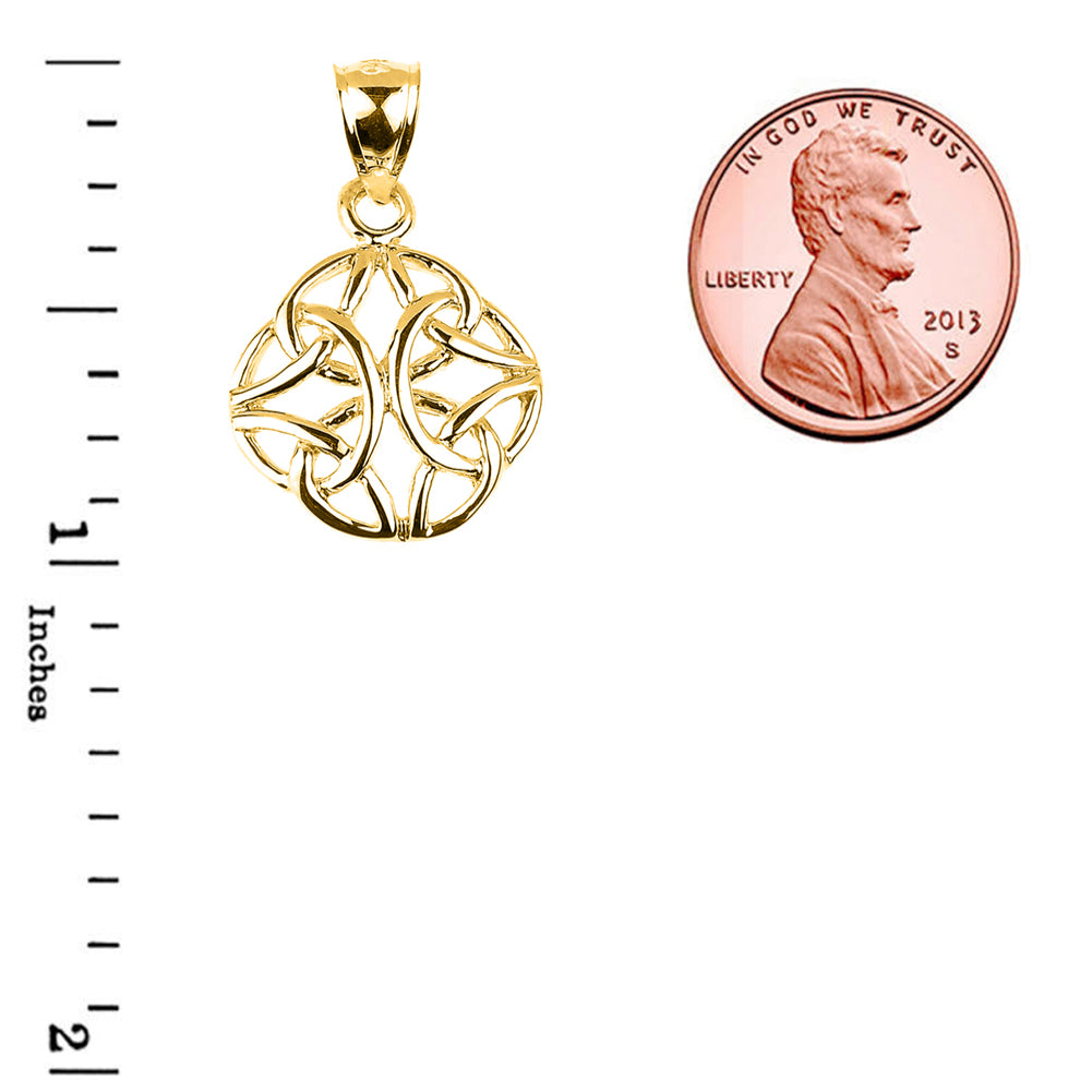 Gold Celtic Trinity Knot Charm Pendant Necklace, view 3