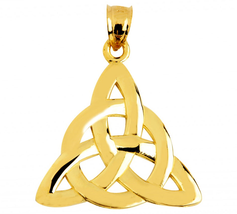 Gold Celtic Trinity Pendant Necklace, view 6