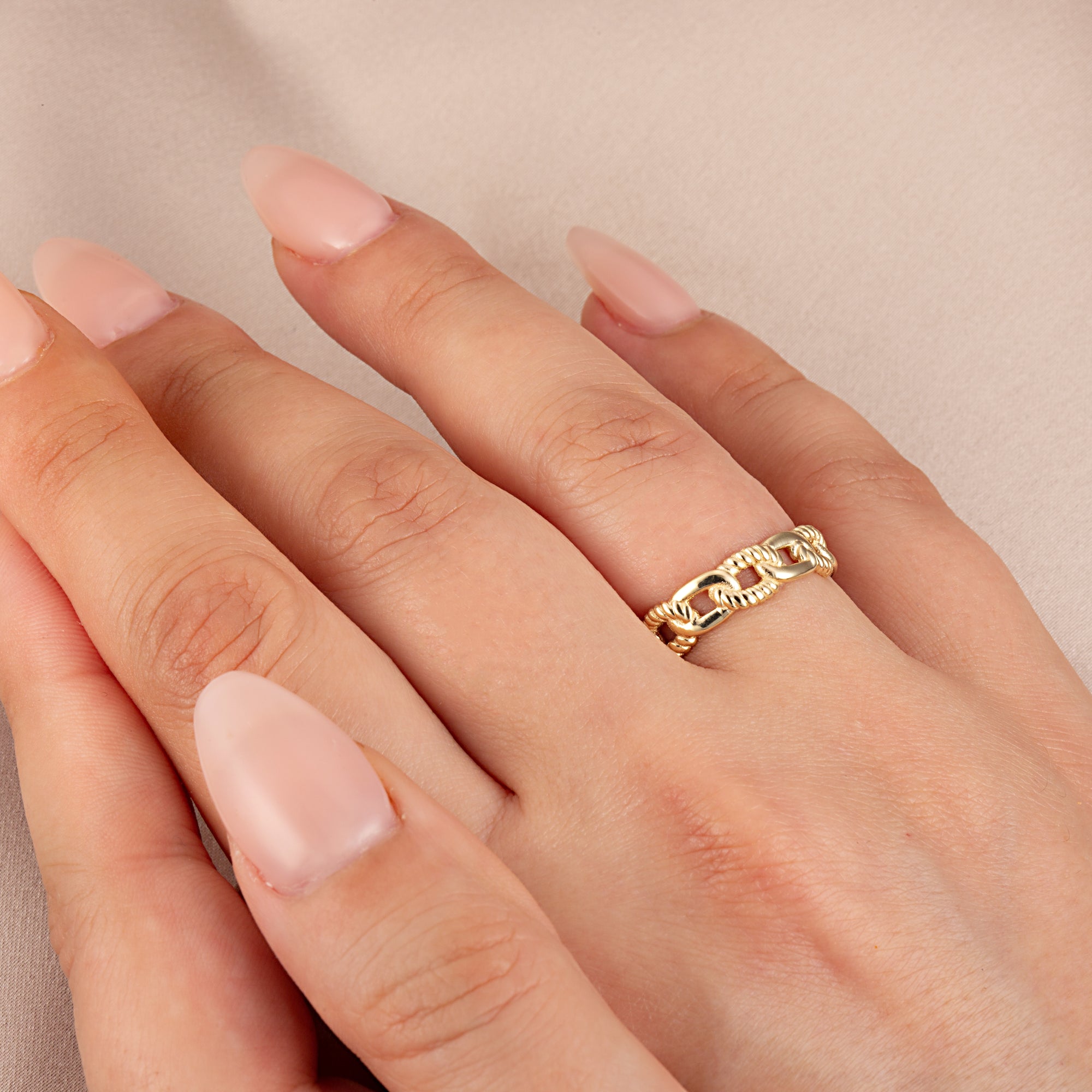 Gold Chain Link Band Ring, view 2