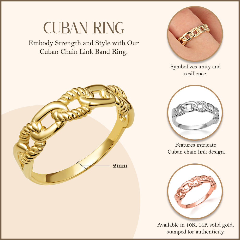 Gold Chain Link Band Ring, view 3