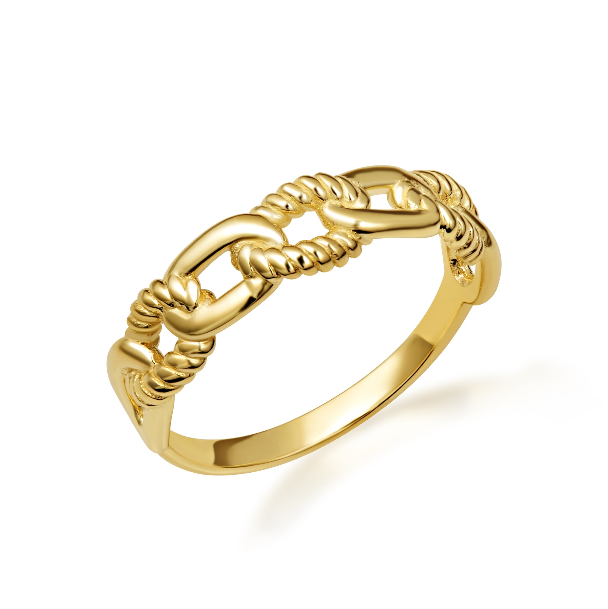 Gold Chain Link Band Ring, view 6