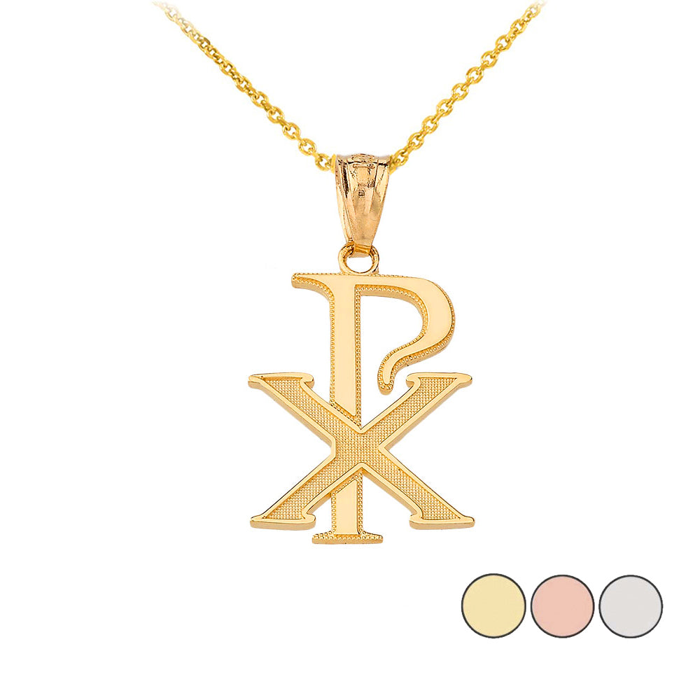 Gold Chi-Rho Symbol Pendant Necklace