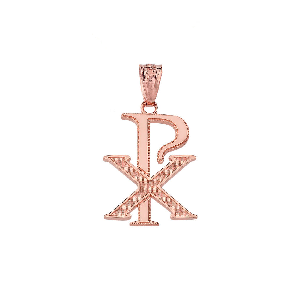 Gold Chi-Rho Symbol Pendant Necklace, view 4
