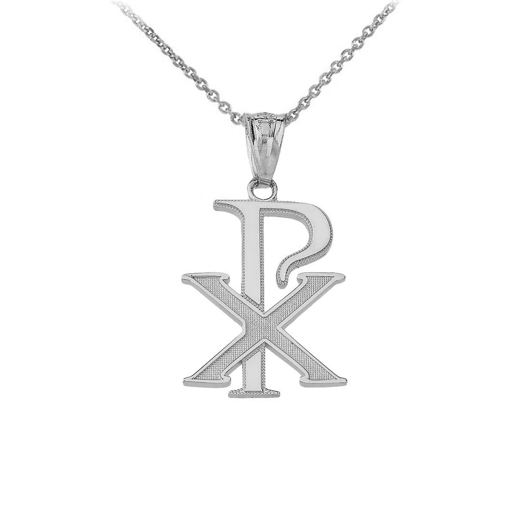 Gold Chi-Rho Symbol Pendant Necklace, view 5