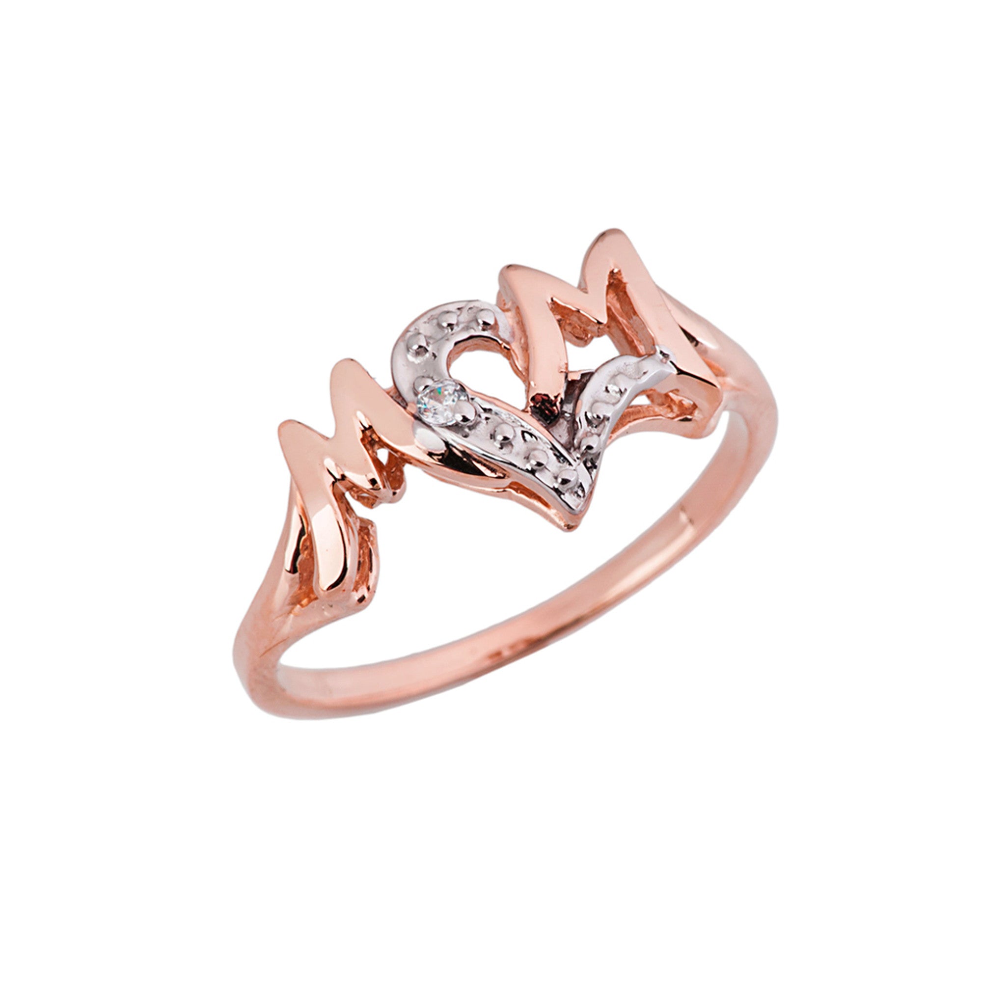 Gold Chic Mom Heart Diamond Mother's Ring, view 2