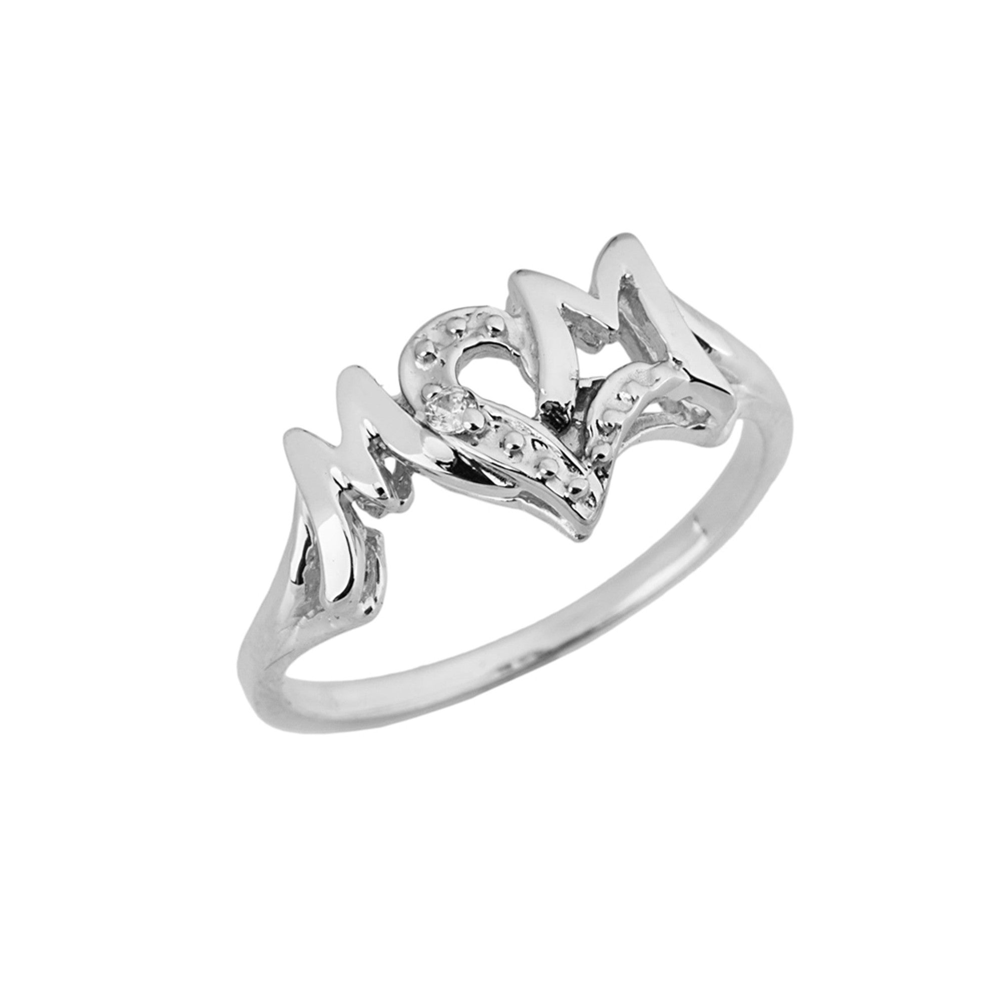 Gold Chic Mom Heart Diamond Mother's Ring, view 3