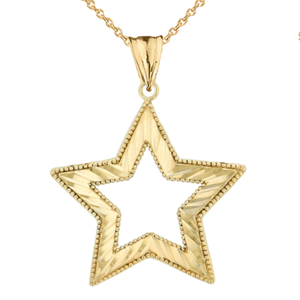 Gold Chic Sparkle Cut Star Pendant Necklace