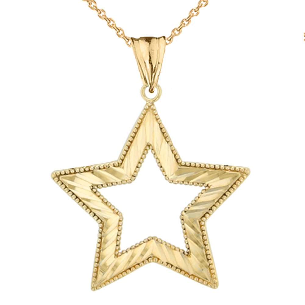Gold Chic Sparkle Cut Star Pendant Necklace
