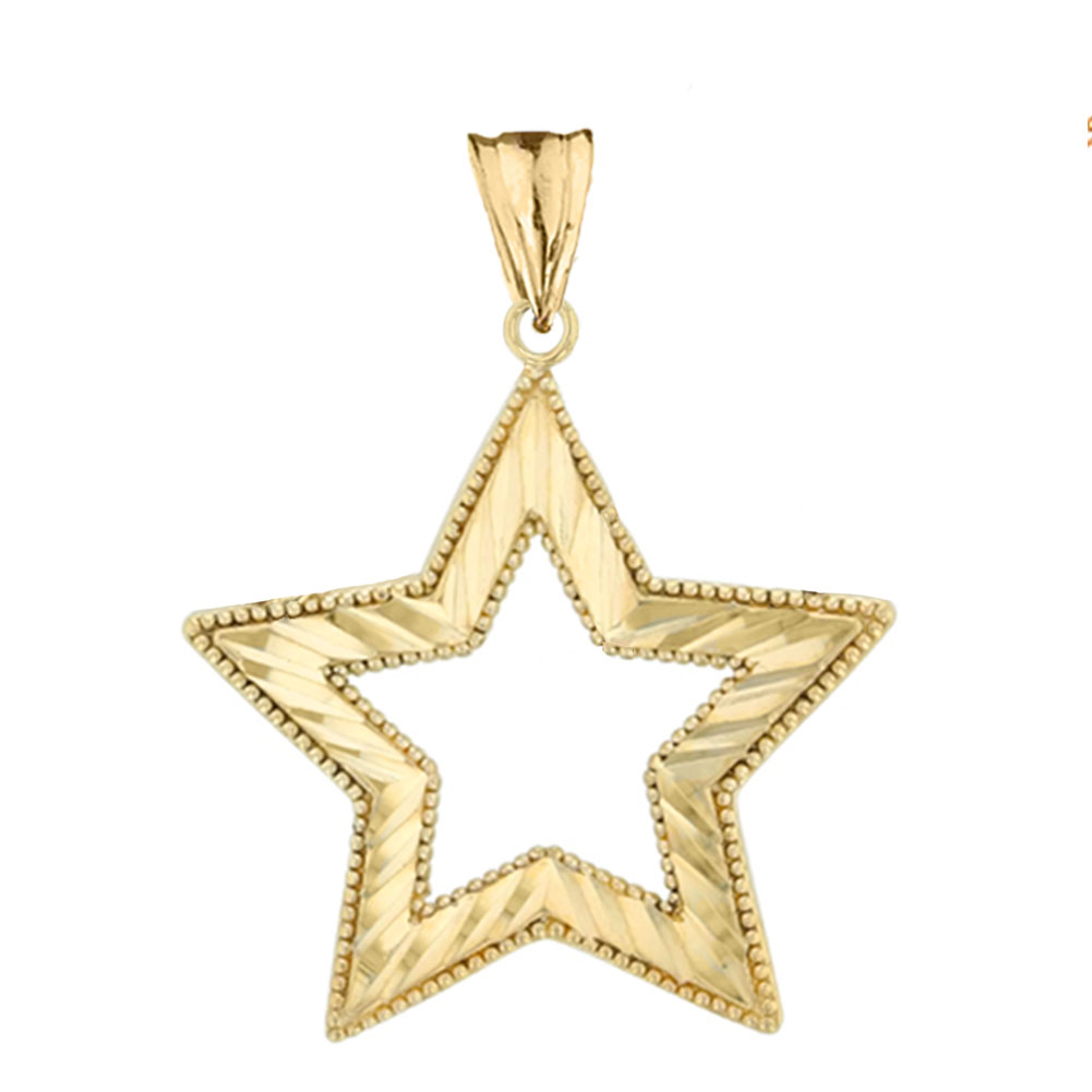 Gold Chic Sparkle Cut Star Pendant Necklace, view 4