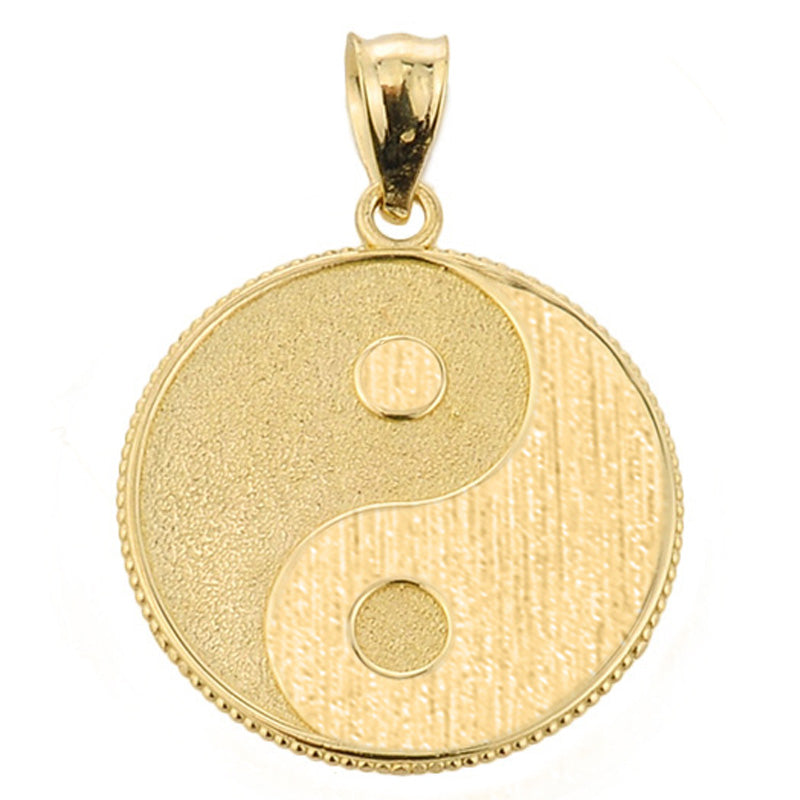 Gold Chinese Yin & Yang Tai Chi Taoist Symbol Charm Pendant Necklace