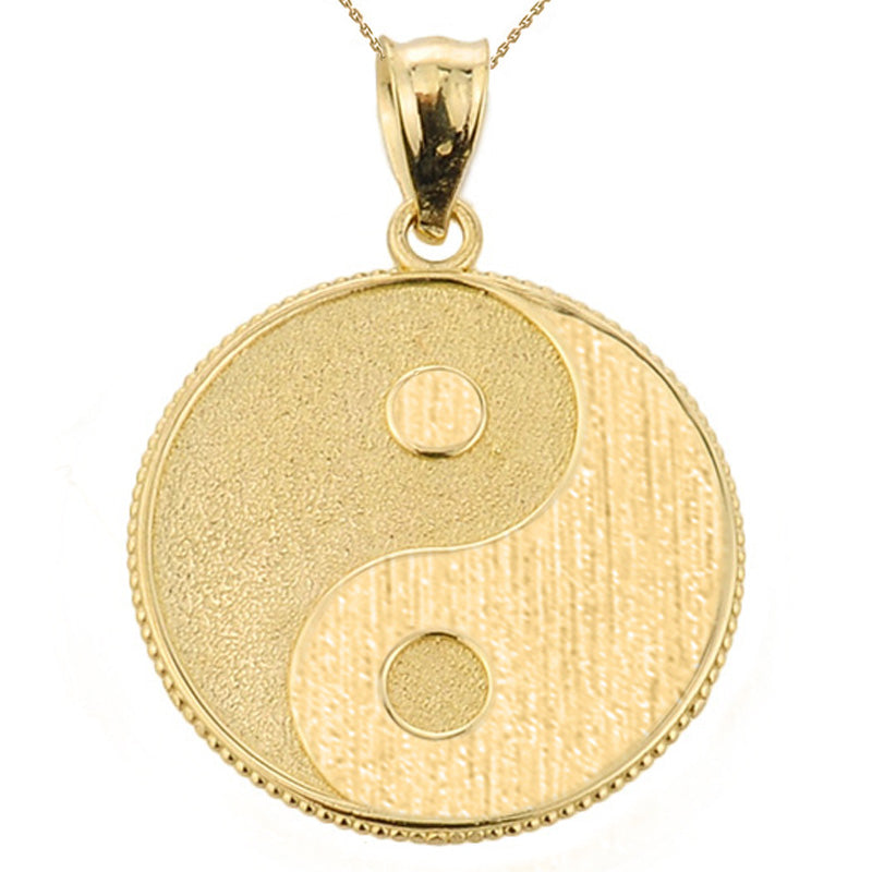 Gold Chinese Yin & Yang Tai Chi Taoist Symbol Charm Pendant Necklace, view 2