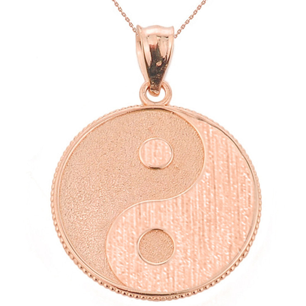 Gold Chinese Yin & Yang Tai Chi Taoist Symbol Charm Pendant Necklace, view 3