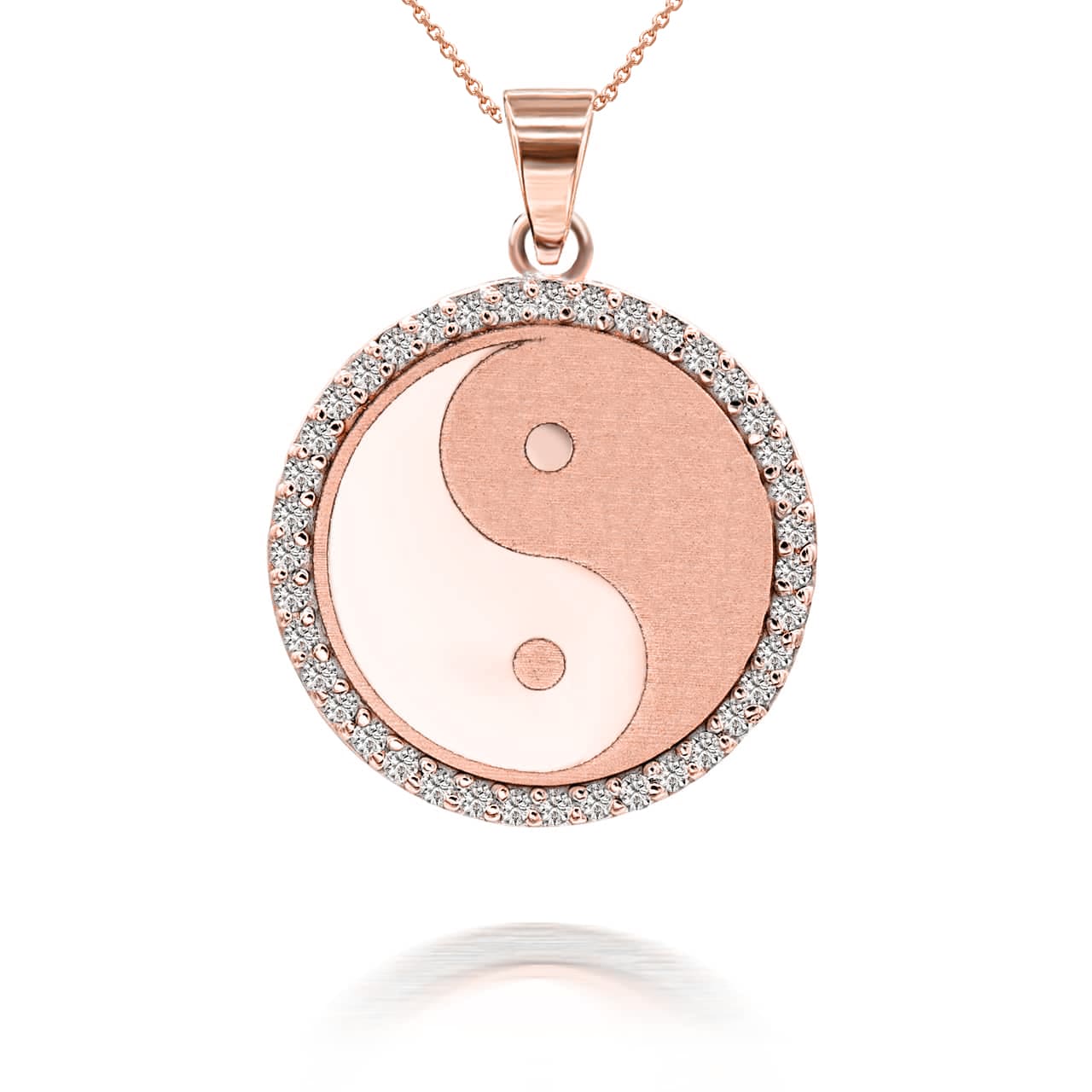 Gold Chinese Yin & Yang Tai Chi with Diamonds Pendant Necklace, view 6