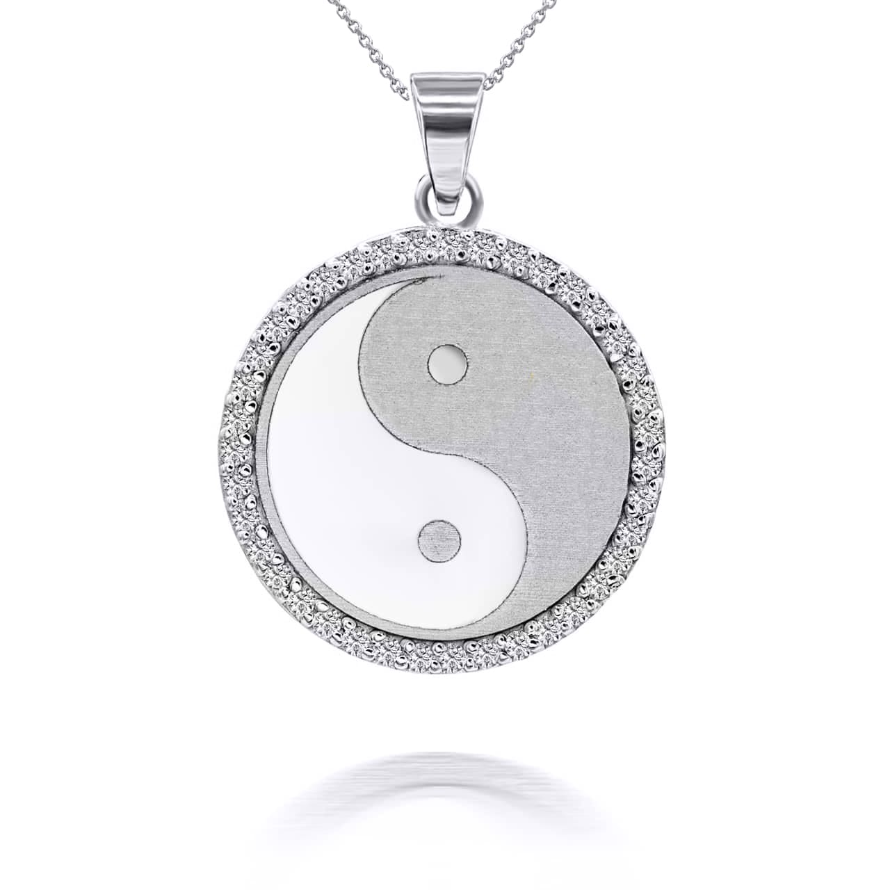 Gold Chinese Yin & Yang Tai Chi with Diamonds Pendant Necklace, view 8