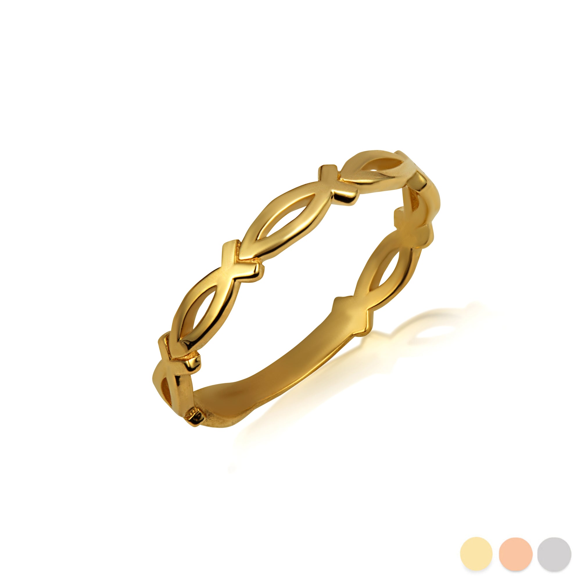 Gold Christian Ichthys Jesus Fish Band Ring