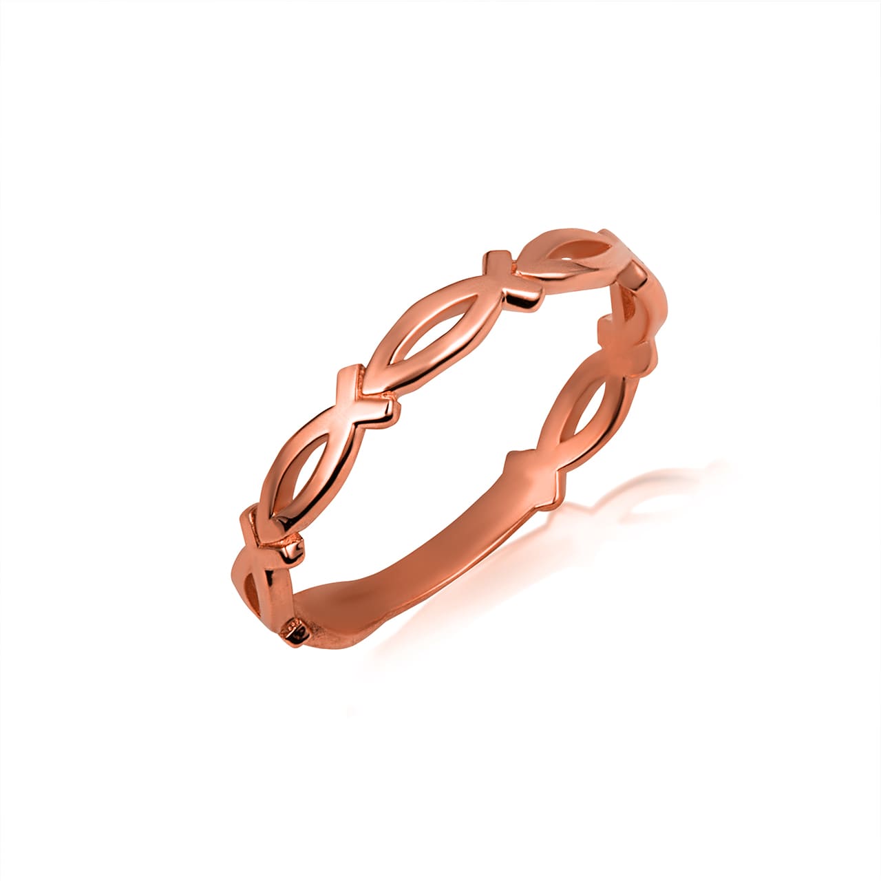 Gold Christian Ichthys Jesus Fish Band Ring, view 3