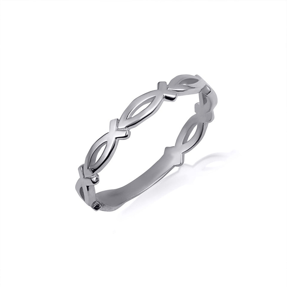 Gold Christian Ichthys Jesus Fish Band Ring, view 4