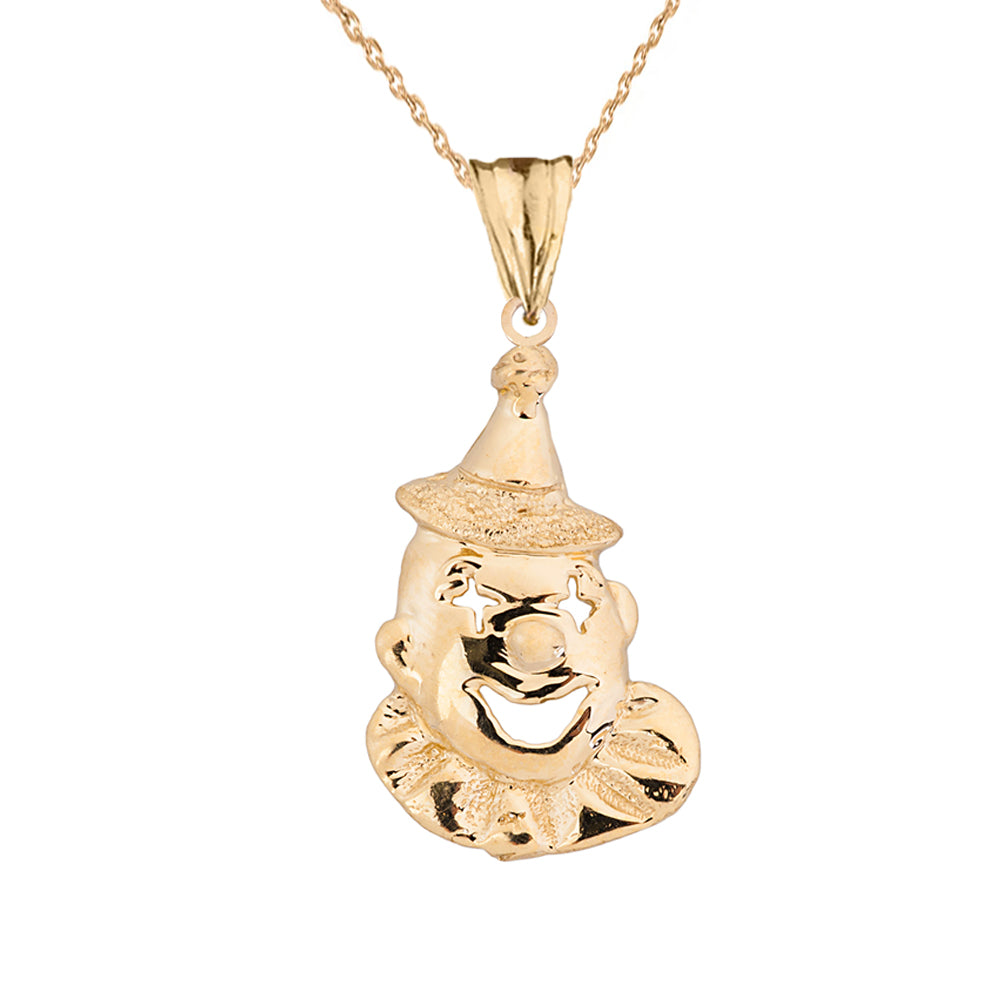 Gold Circus Clown Pendant Necklace