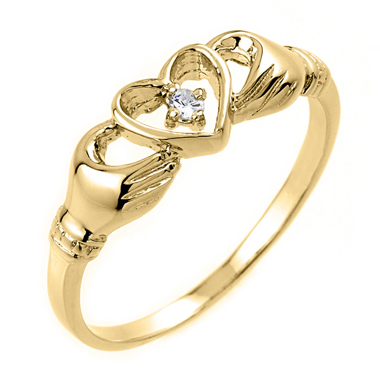 Gold Claddagh Ring with Diamond
