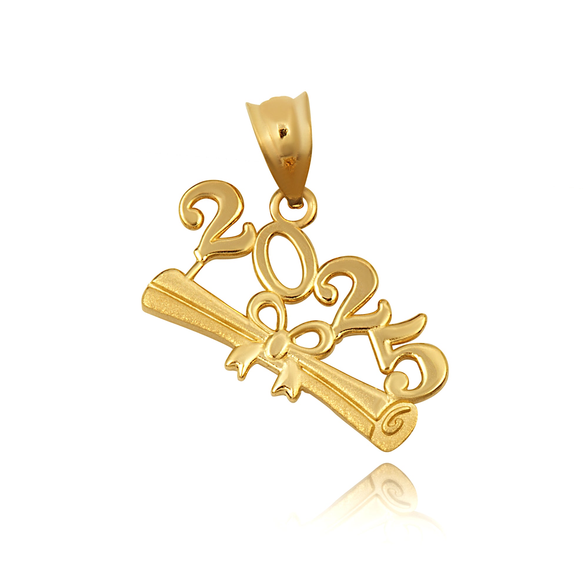 Gold Class Of 2024 to 2027 Graduation Diploma Ribbon Pendant Necklace, view 6